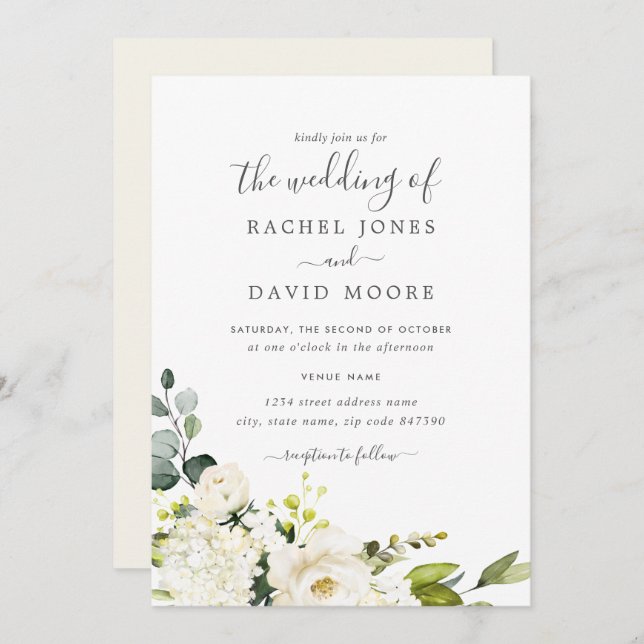 Convite Casamento Floral Modern Watercolor (Frente/Verso)