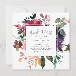 Convite Casamento Floral Modern Watercolor