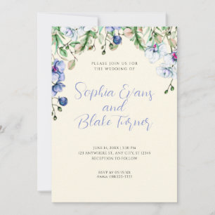 Convite Casamento Floral Moderno Amarelo Azul e Verde