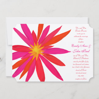 Convite Casamento Floral Moderno Amarelo Vermelho Laranja