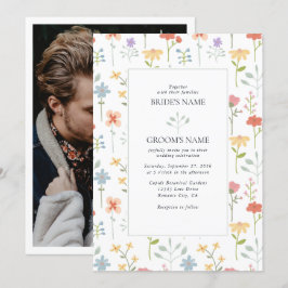 Convite Casamento Floral Moderno Boho Chic Wildflower