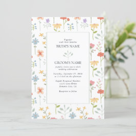 Convite Casamento Floral Moderno Boho Chic Wildflower