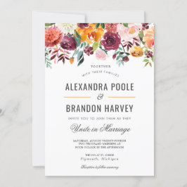 Convite Casamento Floral Moderno Botânico Tuscan