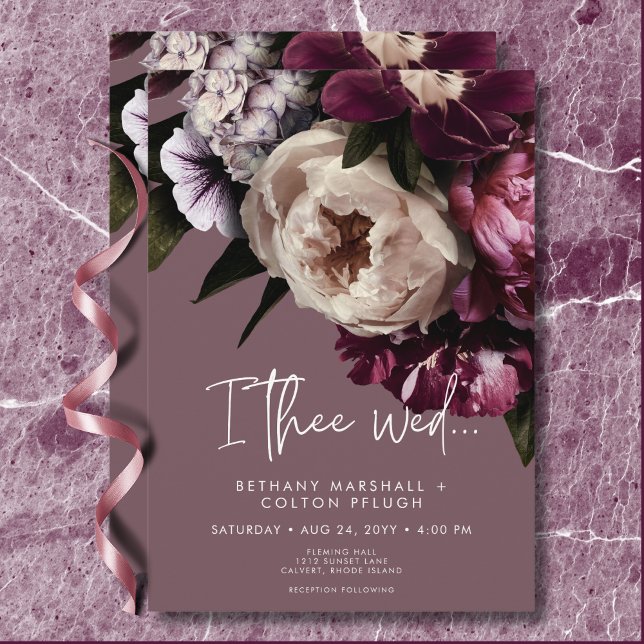 Convite Casamento Floral Moderno Burgundy & Cream (Modern Burgundy & Cream Peonies Floral Wedding Invitation)