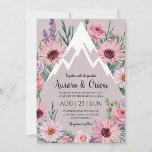Convite casamento floral moderno da montanha de aquarelas