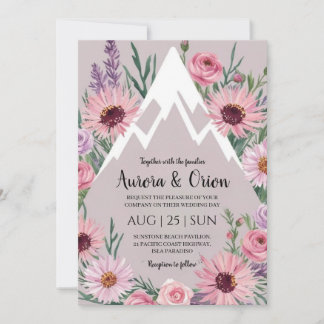 Convite casamento floral moderno da montanha de aquarelas