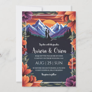Convite casamento floral moderno da montanha de aquarelas