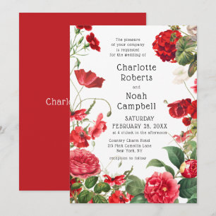 Convite Casamento Floral Moderno de Flor Moderno da Camell