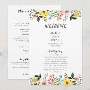 Convite Casamento Floral Moderno de Primavera com Amarelo