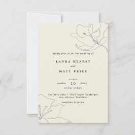 Convite Casamento Floral Moderno Delicado Soft Eggshell