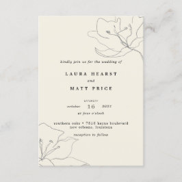 Convite Casamento Floral Moderno Delicado Soft Eggshell