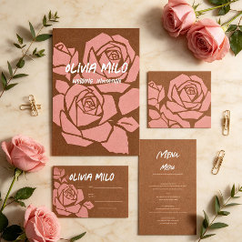 Convite Casamento floral moderno desenhado à mão