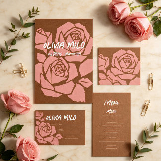 Convite Casamento floral moderno desenhado à mão