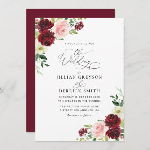 Convite casamento floral moderno e blush