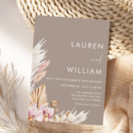Convite Casamento Floral Moderno e Elegante com Grama das