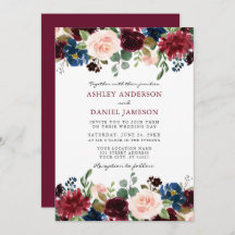 Casamento Floral Moderno Elegante Burgundy