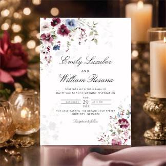 Convite Casamento Floral Moderno Elegante Da Aquarela Burg
