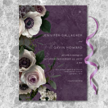 Casamento Floral Moderno Elegante Roxo Ameixa
