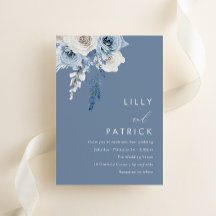 Casamento Floral Moderno em Azul Poeirento e Branc