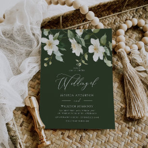 Convite Casamento Floral Moderno Esmeralda e Branco