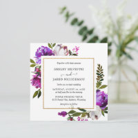 Casamento Floral Moderno Floral Roxo-Brilhante e B