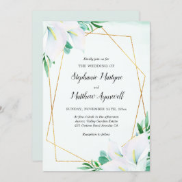 Convite Casamento Floral Moderno - Geométrico - Calla Lily