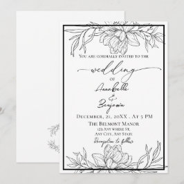 Convite Casamento Floral Moderno Minimalista