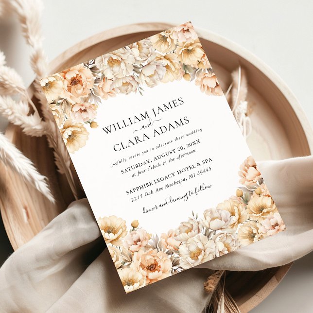 Convite Casamento Floral Moderno Pastel Peony Watercolor (Criador carregado)