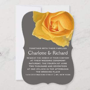 Convite Casamento Floral Moderno Rosas Ouros Amarelas