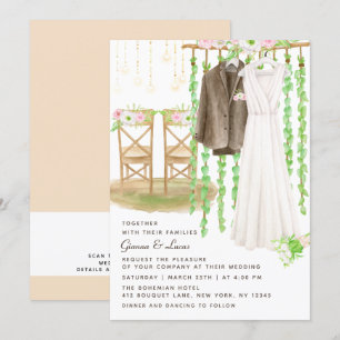 Convite Casamento Floral Moderno Russo por Aquarela Exteri