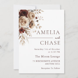Convite Casamento Floral Moderno Terracotta Bohemian