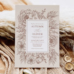 Convite Casamento Floral Moderno Vintage Terracotta<br><div class="desc">Apresentando nosso belo convite de casamento de boho minimalista! Este design apresenta arte de linha floral botânica vintage e inscrições modernas misturadas à caligrafia na moda. O esquema de cores é terracota,  laranja queimada e esticada. Este convite é perfeito para casais que procuram uma reviravolta moderna num estilo clássico.</div>