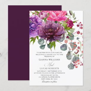 Convite Casamento Floral Monocromático Elegante