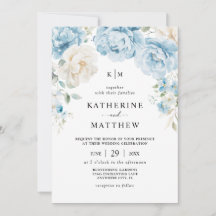 Casamento Floral Monograma Azul Po dusty Champagne