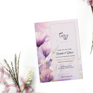 Convite Casamento Floral Monograma Luxo em Vellum Falso