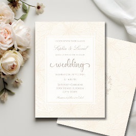 Convite Casamento Floral Monotone Minimalista Elegante