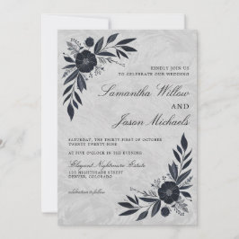 Convite Casamento Floral Moody Black