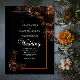 Convite Casamento Floral Moody Black e Sepia