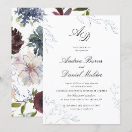 Convite Casamento Floral Moody Jewel Tone