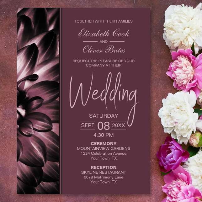 Convite Casamento Floral Moody Pink (Criador carregado)