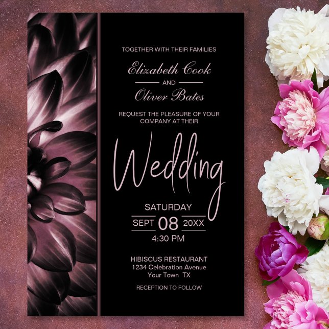 Convite Casamento Floral Moody Pink (Criador carregado)