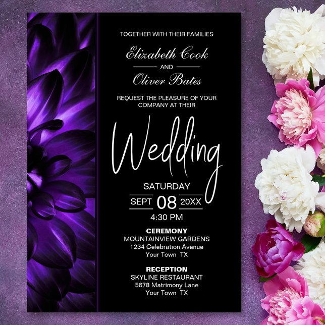 Convite Casamento Floral Moody Purple (Criador carregado)