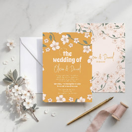 Convite Casamento Floral Mostarda Groovy