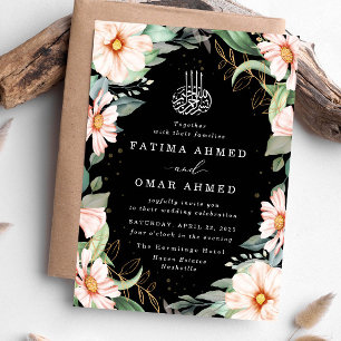 Convite Casamento Floral Muçulmano Eucalyptus Peach