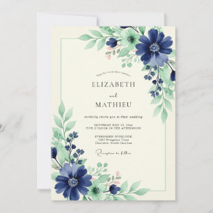 Convite Casamento Floral Natureza Marinha