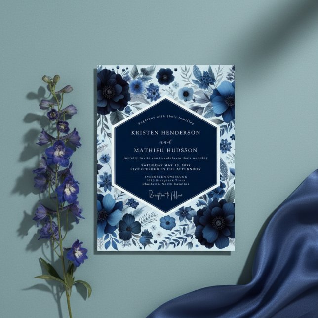 Convite Casamento Floral Naval Floresta (Criador carregado)