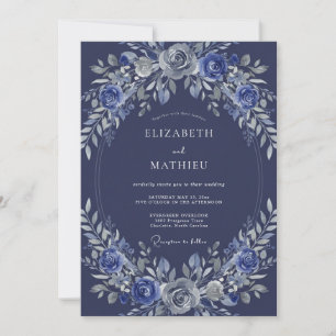 Convite Casamento Floral Naval Romance Etéreo