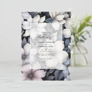 Convite Casamento Floral Negro e Branco