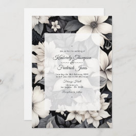 Convite Casamento Floral Negro e Branco