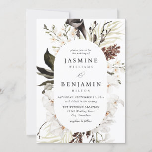 Convite Casamento Floral Negro e Branco